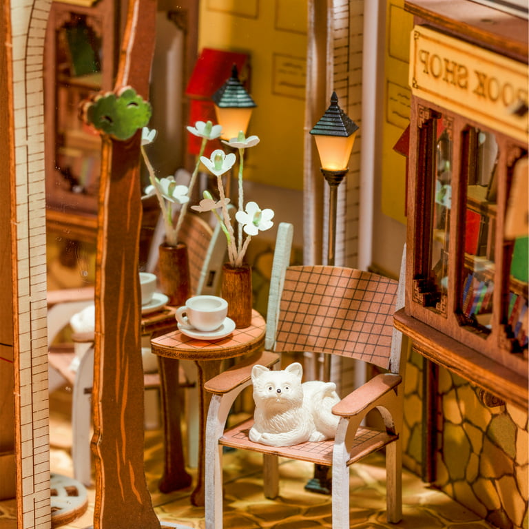 Rolife LED Minature Dollhouse DIY Café Miniature House Kit Teens Adult  Gifts