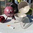 thumbnail image 4 of Smoky Ashtrays, Set of 2, Lidded Dome, Red and White, BBQ Grill Party Style, Lacquered Iron, 7.75 Inches, 4 of 11