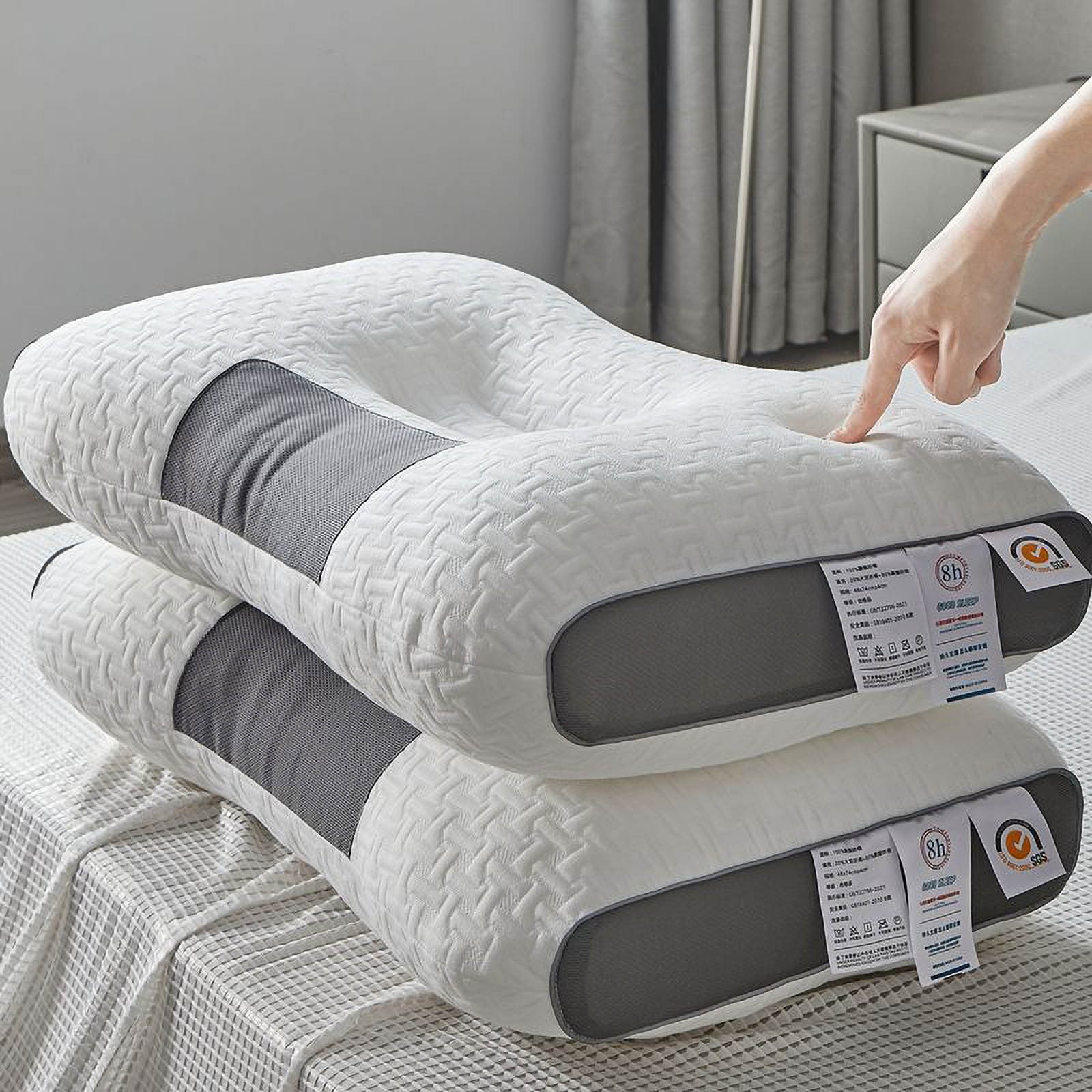 Tri-Core Cervical Support Pillow for Neck, Shoulder, and Back Pain Relief; Ergonomic Orthopedic Contour - for Back and Side Sleepers,Helps Sleep- Gentle