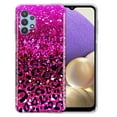 thumbnail image 1 of FINCIBO Soft TPU Clear Case Slim Protective Cover For Samsung Galaxy A32 5G 6.5" 2021, Hot Pink Glitter Sparkle With Black Pink Glitter Leopard, 1 of 3