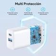 thumbnail image 4 of 1 Hora Cargador de Carga Rápida 20W 2 en 1, Cargador Tipo C PD 20W + USB A QC 18W con Cable C a C, C, 4 of 7