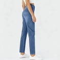 thumbnail image 6 of Paiwinds Women's Fashion Solid Color Elastic Waist Pants with Pockets, High Rise, Skinny Fit Straight Leg Trousers, Faux Denim Look, Stretchy, Multiple Colors., 6 of 8