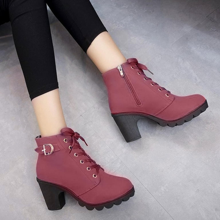 Zedker Steel Toe Retro Ankle Chelsea Boots For Women, Lace Zedker Steel Toe Retro Ankle Chelsea Boots For Women, Lace