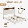 thumbnail image 3 of Bingirl Upholstered Queen Bed Frame with Charging Station, Bookcase, Light - Noise - Free, Stable & Easy to Assemble, No Box Spring Needed (Off White), 3 of 8