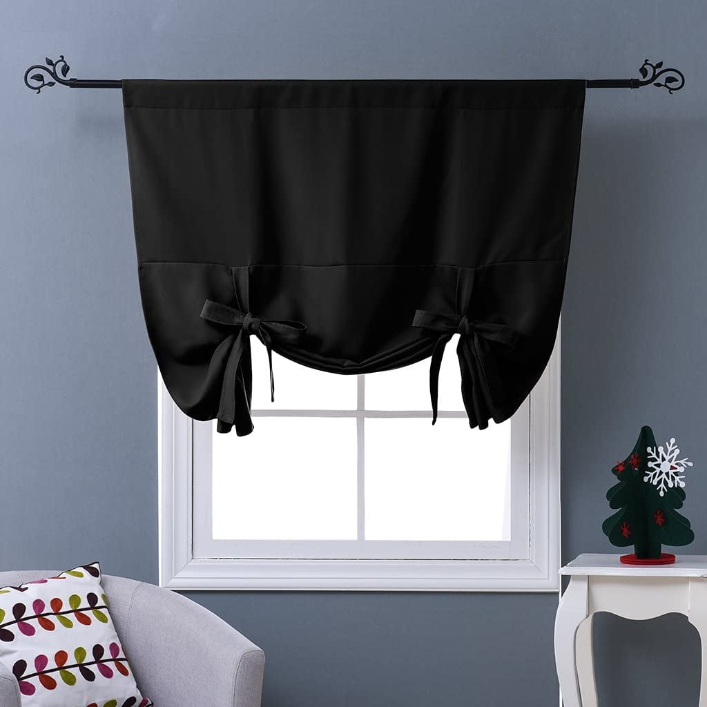 Blackout Curtain for Bathroom Windows - Adjustable Tie Up Shade Balloon  Valance Blind (Rod Pocket Panel, 46 inches W x 63 inches L) - Walmart.com -  Walmart.com