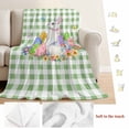 thumbnail image 6 of Easter Bunny Throw Flannel Blanket Watercolor Spring Colorful Flower Eggs Green Buffalo Plaid Super Soft Cozy Bed Blanket, Lightweight Plush Fuzzy Bed Throw for Bedroom Sofa Couch 50x60In,, 6 of 9
