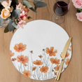 thumbnail image 3 of Orange Spring Floral Round 15 Inch Placemats Set of 6, Summer Botanical Watercolor Daisy HeatResistant Non Slip Place Mats for Dining Table, Wipeable Braided Kitchen Table Mats for Housewarming, 3 of 9