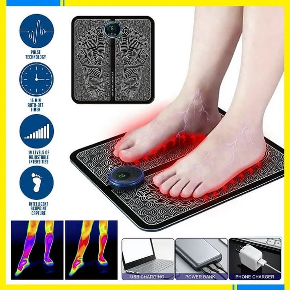 Foot Massager Mat for Pain Plantar Fatigue Relief Improve Circulation,Muscle Relaxation for Home and Office,Portable & Foldable Rechargeable