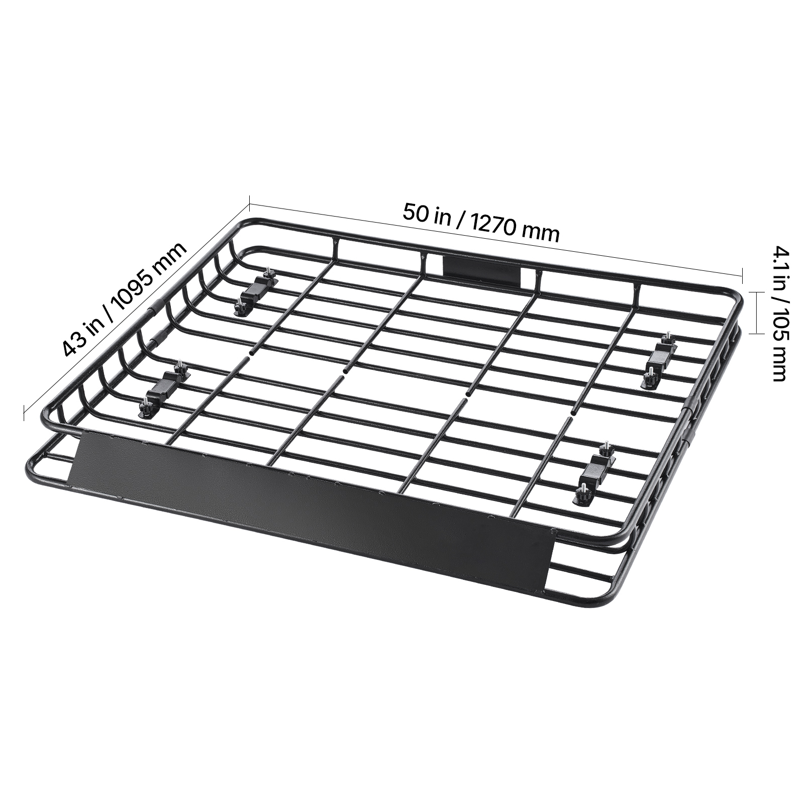 KFFKFF Universal Roof Rack Cargo Carrier, 43 x 50 x 4.1 in, Rooftop Luggage Basket with 150 lbs Load Capacity, 4.1 in Side Rails, Durable Alloy Steel, Wind Deflector, for SUVs and Cars