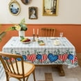 thumbnail image 2 of 4th of July Tablecloth 60" X 102" Patriotic Rectangle Table Cloth - Polyester Stars Stripes Eucalyptus Leaf White Grey Checkered Independence Day Table Cover Reusable Water Resistant, 2 of 6