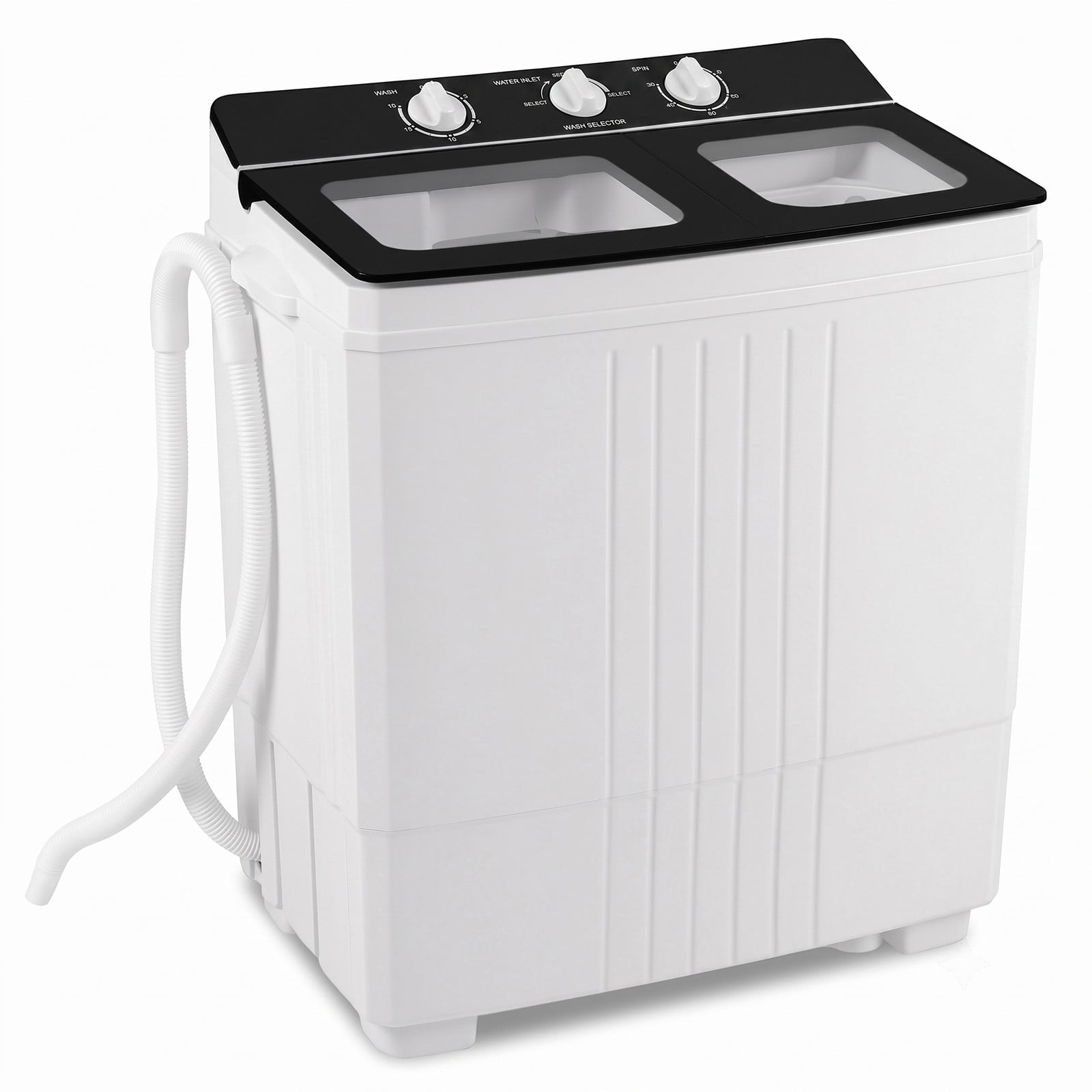 RUIE Portable Washing Machine 12 lbs Twin Tub Washer with 8 lbs Spinner Combo, Compact Top Load Laundry Machine for Apartments Dorms RVs with Drain Pump, Black