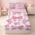 thumbnail image 2 of Erosebridal Pink Bow-Tie Zipper Twin Comforter Sets with Fitted Sheet and 2 Pillowcases for Girls, Cartoon Bow Zipper Bedding Set, Pink Reversible, 2 of 7