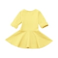 thumbnail image 4 of JUMEYU Baby Girls Ruffled Flannel Long Sleeve Medium Length Solid Color Casual Dress 24 36 Months (Yellow,24-36 Months), 4 of 7