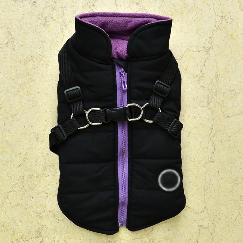 Pet Printed Cold Weather Coat, Small Dog Vest Harness Puppy Winter 2 In 1 Outfit Warm Garment Jacket