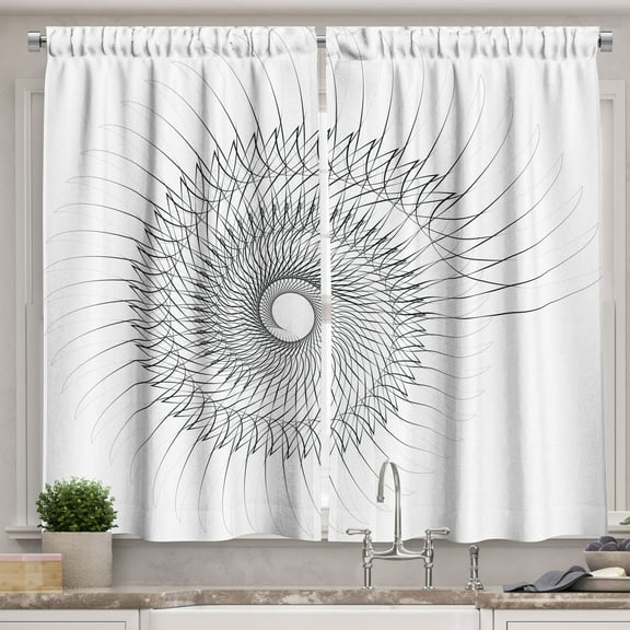 Ambesonne White Kitchen Curtains, Geometric Art, 55"x39", Grey