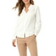 thumbnail image 5 of Camisa de botón de manga larga con cuello en V elegante para mujer INSPIRE CHIC S Blanca, 5 of 7