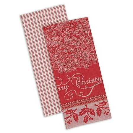 Christmas Tea Sets Uk DII Vintage Merry Christmas Dishtowel (Set of 2), 18x28