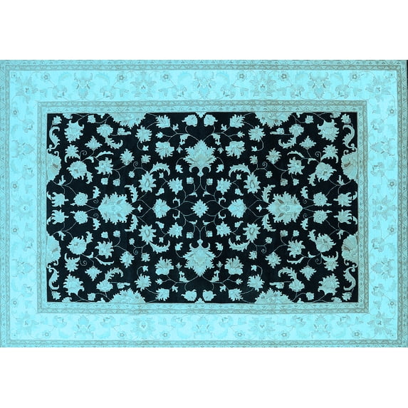 Ahgly Company Indoor Rectangle Oriental Light Blue Traditional Area Rugs, 2' x 3'