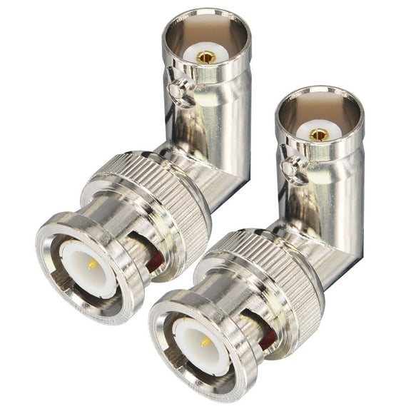 2pcs BNC Right Angle Adapter BNC Male to Female Elbow Right Angle 90 Degree Adapter 50 Ohm for Scanner, CCTV, Camera, Ham Radio, Antenna, HD SDI