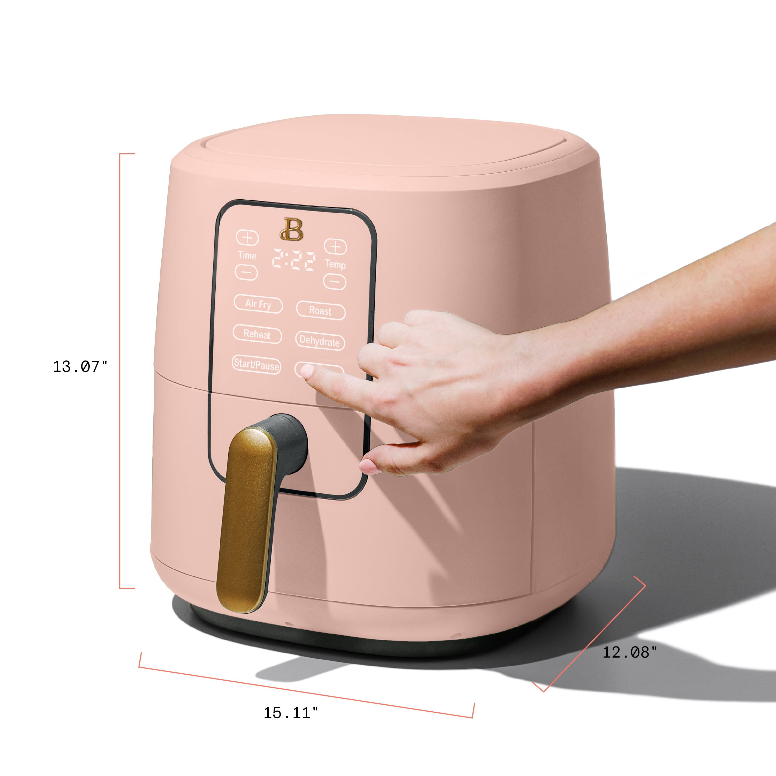 Beautiful 6 Qt Air Fryer with TurboCrisp Technology and Touch-Activated Display, Rose by Drew Barrymore