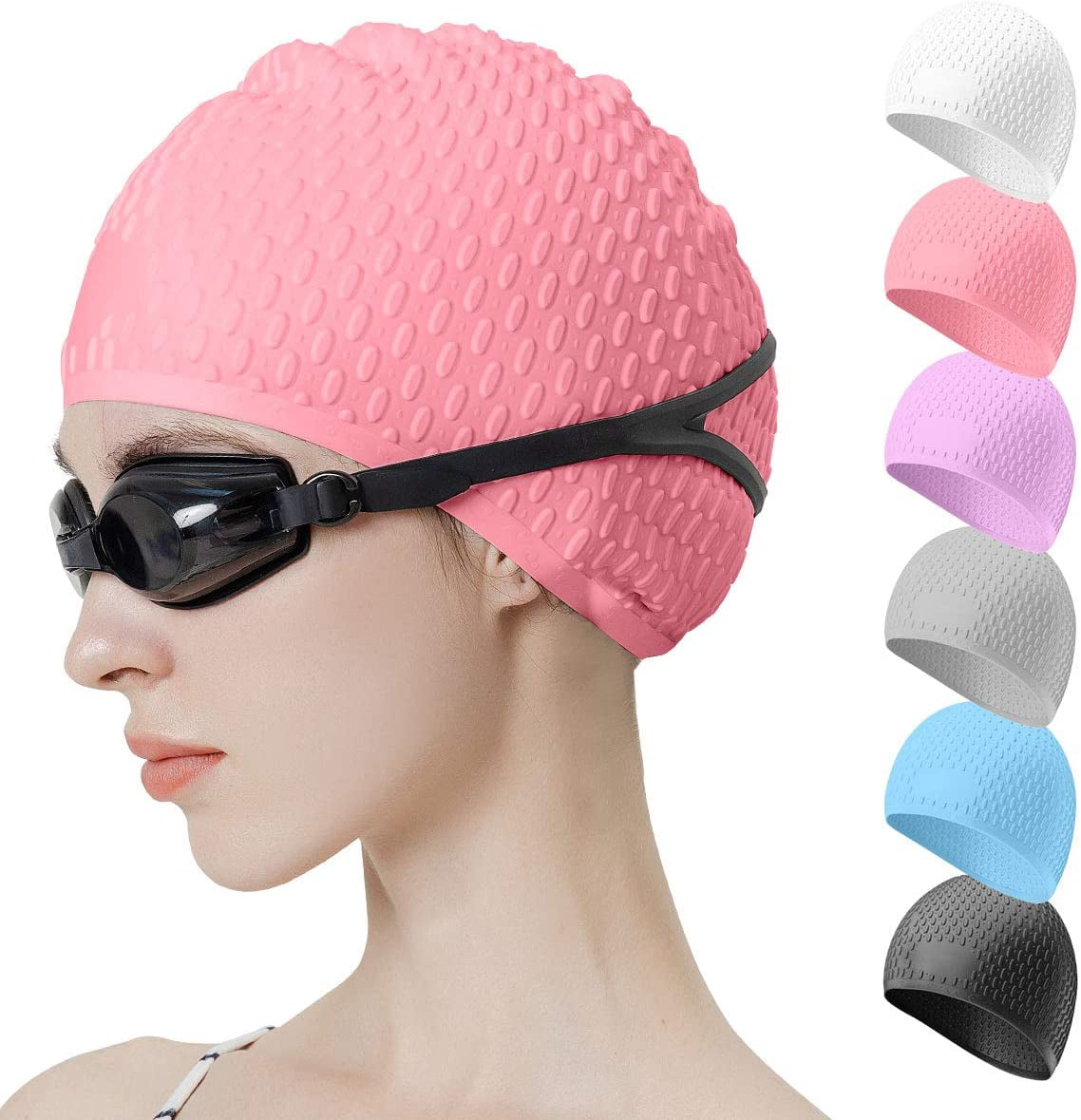 Tripsky Silicone Swim Cap,Comfortable Bathing Cap Ideal for Curly Short Medium Long Hair Swimming Cap for Women and Men Shower Caps Keep Hairstyle Unchanged