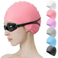 thumbnail image 1 of Gorro de natación de silicona, gorro de baño cómodo, ideal para cabello rizado, corto, medio largo, gorro de natación para mujeres y hombres, gorros de ducha que mantienen el peinado sin cambios Xemadio LRWJ848-5, 1 of 6