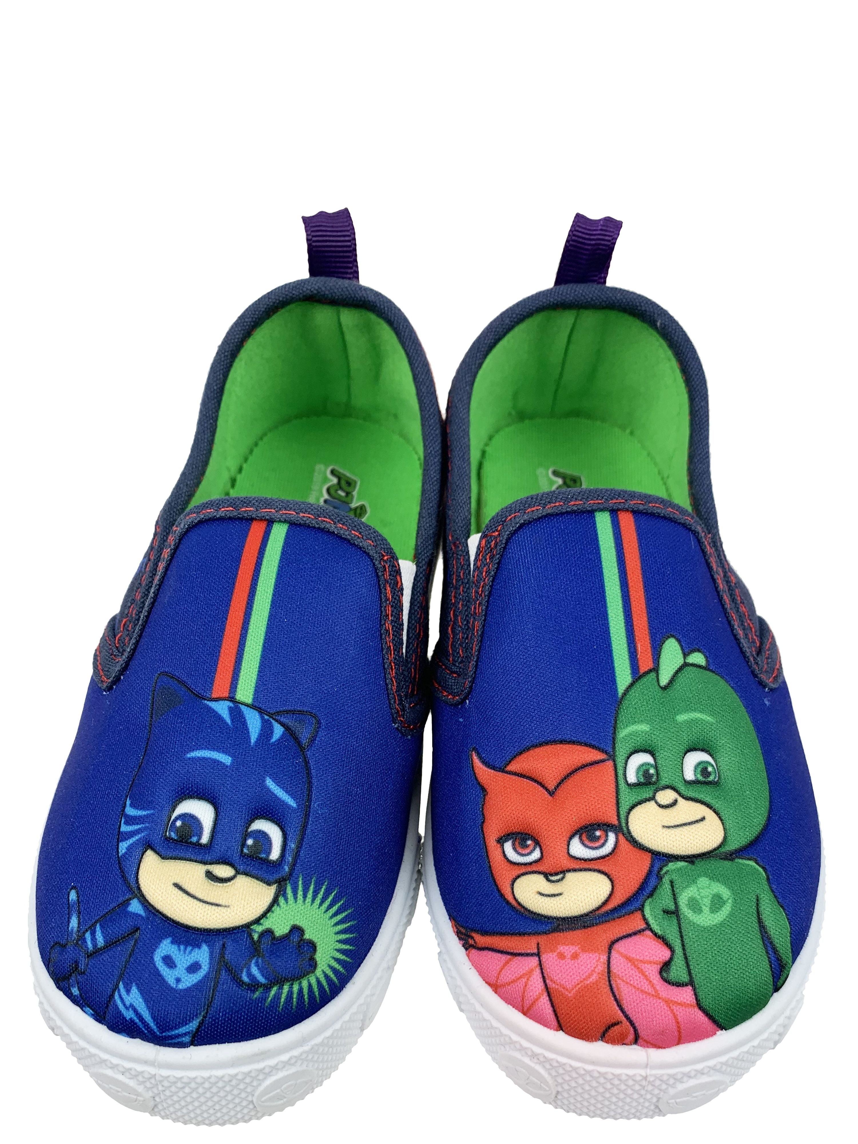 PJ Masks Boys' and Girls' Shoe; Canvas Slip-On Shoe; Catboy, Gekko, and  Owlette; Blue; Kids Shoe Size 12 