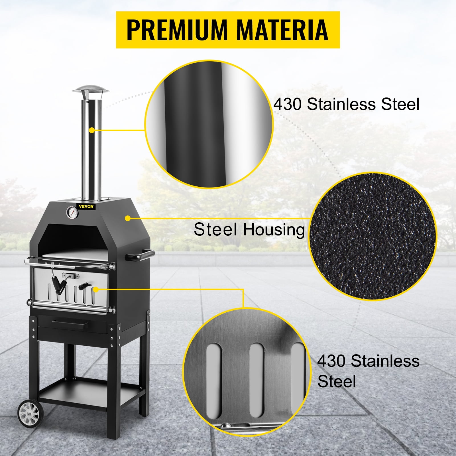 Buy VEVOR Outdoor Pizza Oven, 12 Wood Fire Oven, 2Layer Pizza Oven