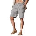 thumbnail image 5 of GENTS BLISS Cargo Men Linen Shorts Elastic Waist Drawstring Shorts for Men Summer Beach Shorts with Pockets, 5 of 10