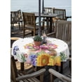 thumbnail image 2 of Outdoor Tablecloths with Umbrella Hole & Zipper, Spring Groundhog Round Tablecloths 60 Inch, Watercolor Sunflower Botanical Butterfly Waterproof Table Cloth, Patio/Pool/Picnic Table Covers, 2 of 8