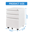 thumbnail image 3 of Hassch Mobile File Cabinet with Lock, Metal Filing Cabinet with 3 Storage Drawers for Letters/Legal/A4, Fully Assembled Except Wheels, White, 3 of 7