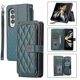 thumbnail image 2 of Funda de cuero con cordón y cremallera para Samsung Galaxy Z Fold 5, compatible con Samsung Galaxy Z Fold 5, funda de lujo con función atril y cordón para la muñeca, color verde, 2 of 2