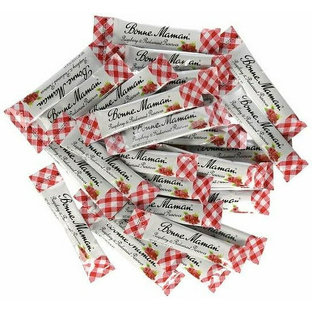 Bonne Maman Raspberry Preserves Sticks – Modern Easy-Tear Portability & 100% Clean-Label Simple French Recipe, 0.5 oz. (15mL)