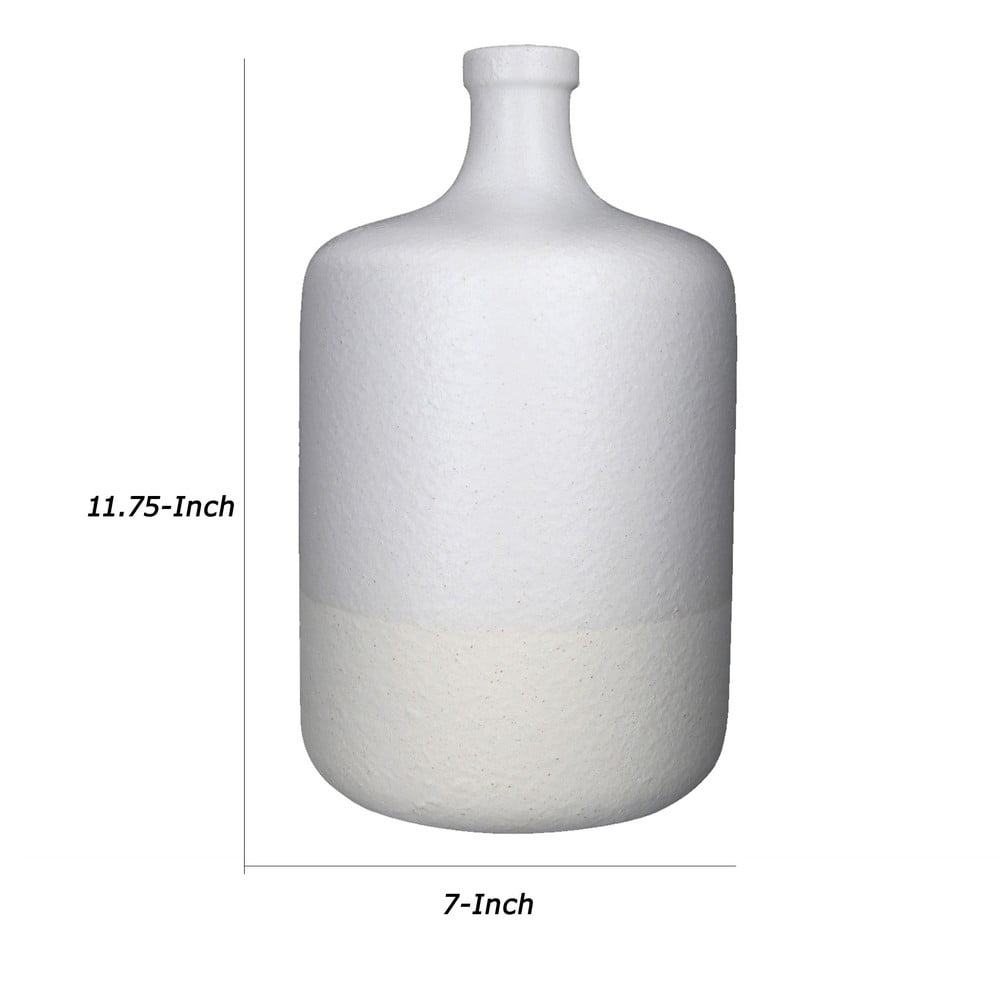 Benjara Bm219225 Ceramic Round Vase, Round Glass Vase With Narrow Neck