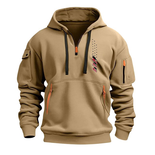 MHFRRA Nueva Sudadera con Capucha y Bolsillo con Cremallera para Otoño E Invierno para Hombre Marrón