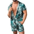 thumbnail image 2 of Danhjin Men's Hawaiian Shirt and Short Pants 2 Piece Vacation Outfits Sets Casual Button Down Beach Floral Suits on Clearance, 2 of 9