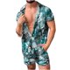 thumbnail image 1 of Conjunto casual de blusa y pantalones de playa de manga corta con estampado de botones para hombre Pompotops oipoqjl51599, 1 of 9