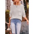 thumbnail image 4 of Soft Ribbed Knit Pocket Sweater Top Relaxed Loose Fit Oversized for Women Beige X-Large, 4 of 5