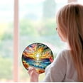 thumbnail image 3 of Beach Sunset Sun Catcher Stained Glass Window Hanging Beach Lovers Gifts for Women Wall Decor Landscape Decoration for Home Garden Housewarming Gifts, 3 of 5