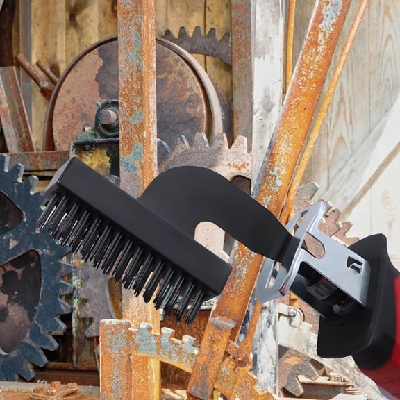 5 PCS Spatula & Shovel Brush Set, Heavy Duty Cleaning Set, Metal Brush for Rust Removal, 4 Interchangeable Scrapers, Stainless Steel Bristles, Concrete, Metal, Wall Cleaning