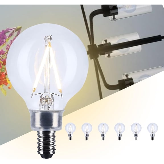 Satco S12471 LED G16.5 Globe Light Bulbs 3W 120V 3000K E12 Candelabra Base Dimmable (6 Pack)
