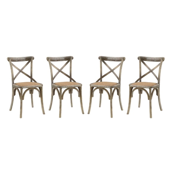 Modern Contemporary Urban Design Dining Kitchen Room Side Chair, Set of Four, Wood, Grey Gray