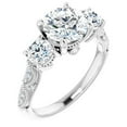 thumbnail image 2 of Pompeii 3Ct Vintage Diamond 3 Stone Engagement Ring Lab Grown in White or Yellow Gold, 2 of 6