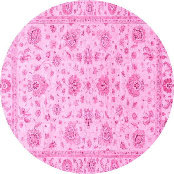 Ahgly Company Indoor Round Oriental Pink Traditional Area Rugs, 3' Round
