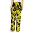 thumbnail image 3 of Xecao Sunflowers In Vintage Women's Straight Lounge Pajama Pants: The Epitome of Relaxed Sleepwear, 3 of 9