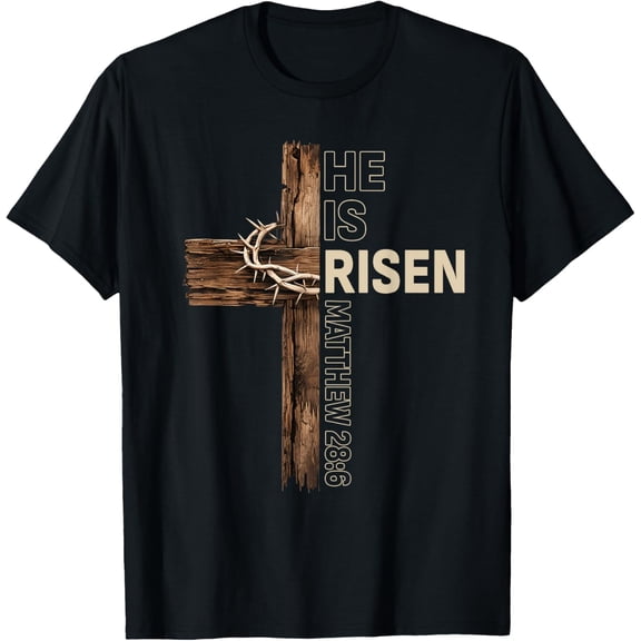 He is Risen Cross Jesus Happy Easter Christian Men Women T-Shirt