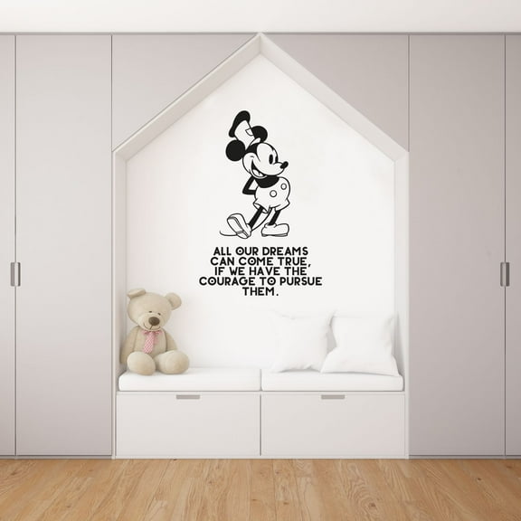 Pursue Them Mickey Mouse Quote Disney Cartoon Quotes Wall Sticker Art Decal for Girls Boys Room Bedroom Nursery Kindergarten House Fun Home Decor Stickers Wall Art Vinyl Decoration Size (30x27 inch)