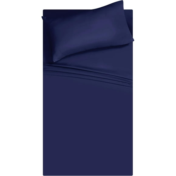 shiyou-Twin XL Sheet Set - Double Brushed Microfiber Bedding Set, 3 Piece Twin XL Sheet - Navy Blue