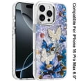 thumbnail image 2 of For iPhone 16 Pro Max 6.9 Epoxy Glitter Butterfly Ornaments Design HQ Metal Buttons Hybrid - 1, 2 of 3