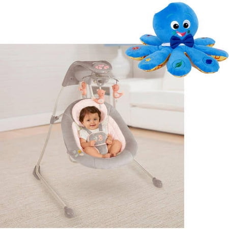 Ingenuity InLighten Cradling Swing, Piper with BONUS Octoplush Toy